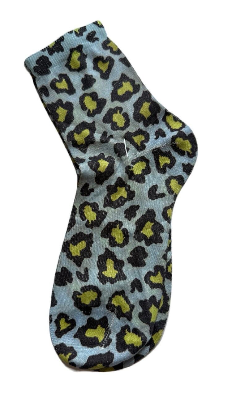 Maria La Rosa Blue Leopard Silky Socks New